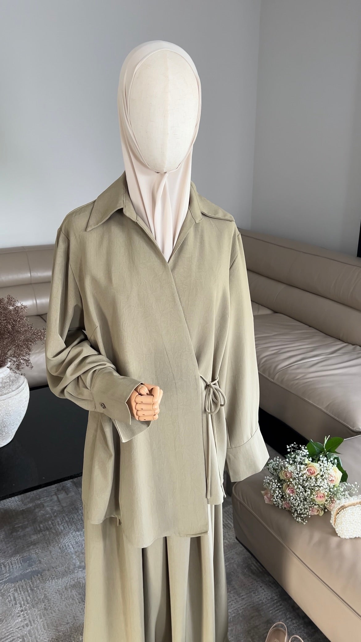 WRAP SKIRT SET OLIVE GREEN