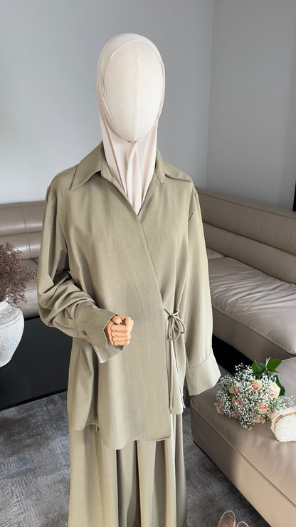 WRAP SKIRT SET OLIVE GREEN