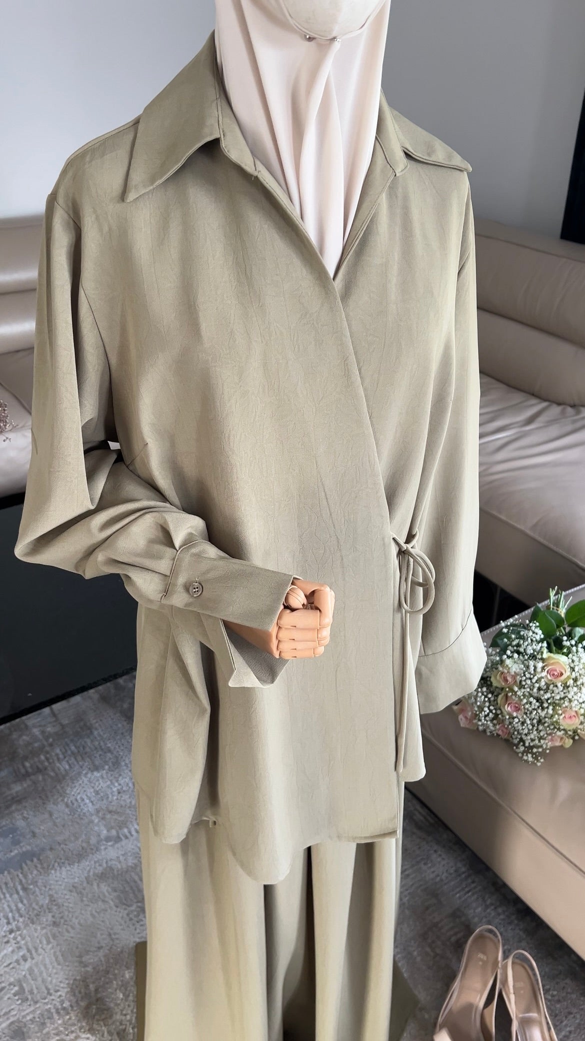 WRAP SKIRT SET OLIVE GREEN