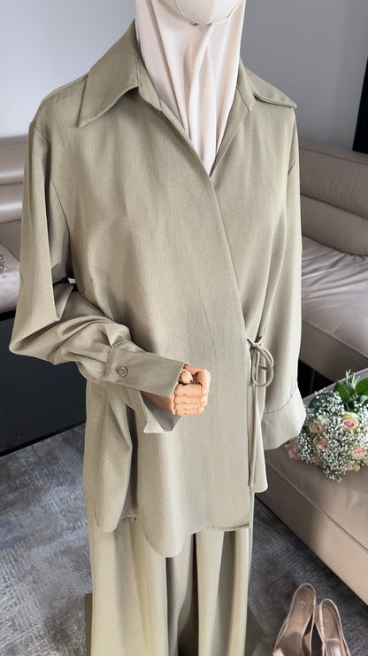 WRAP SKIRT SET OLIVE GREEN