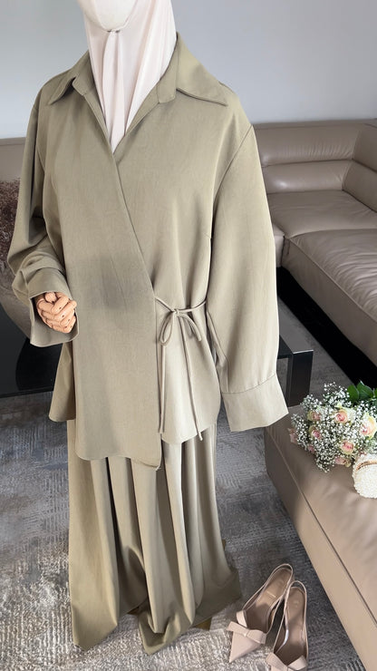 WRAP SKIRT SET OLIVE GREEN