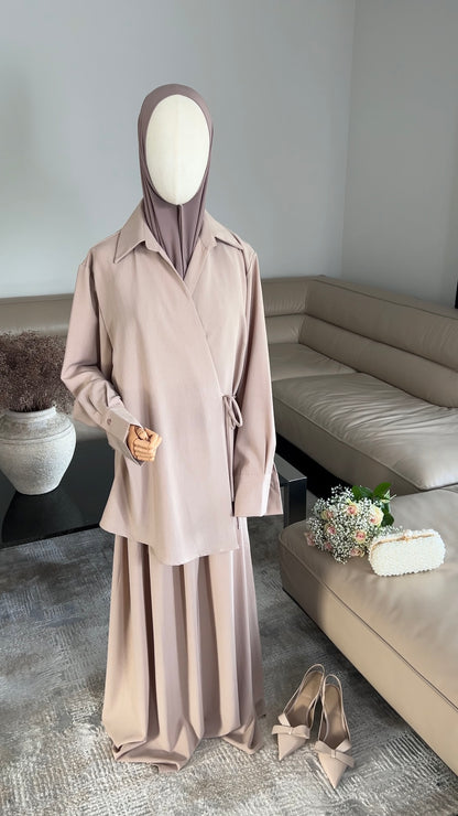 WRAP SKIRT SET PINK BEIGE