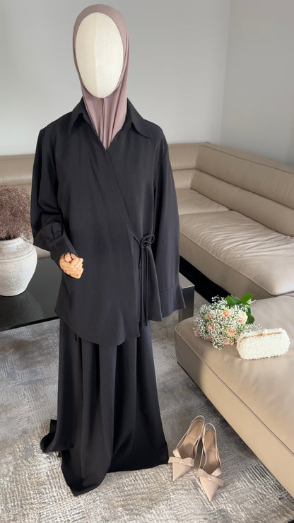 WRAP SKIRT SET BLACK
