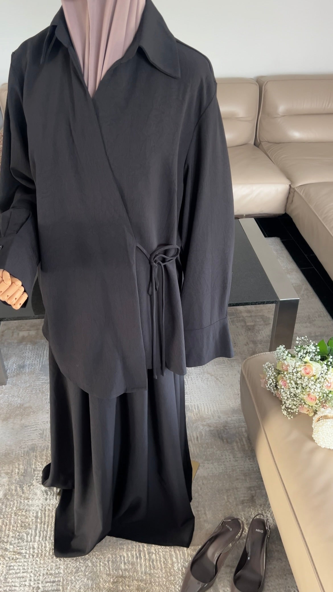 WRAP SKIRT SET BLACK