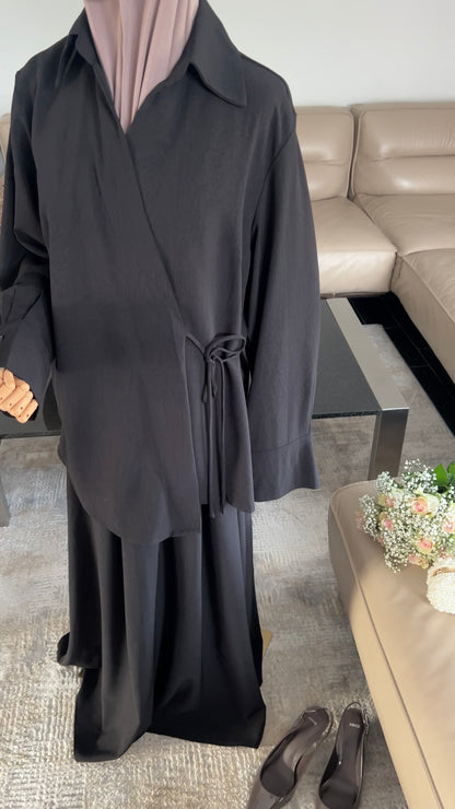 WRAP SKIRT SET BLACK