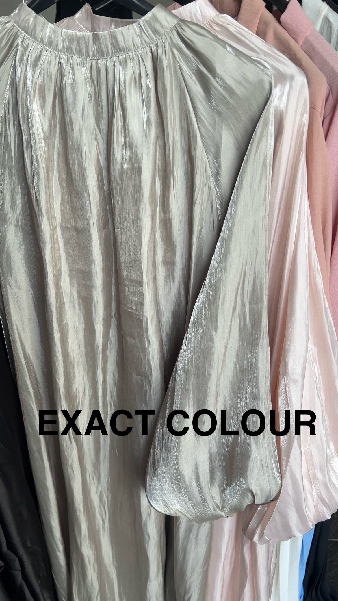 SATIN DRESS WITH BALLOON SLEEVES OLIVE GREEN