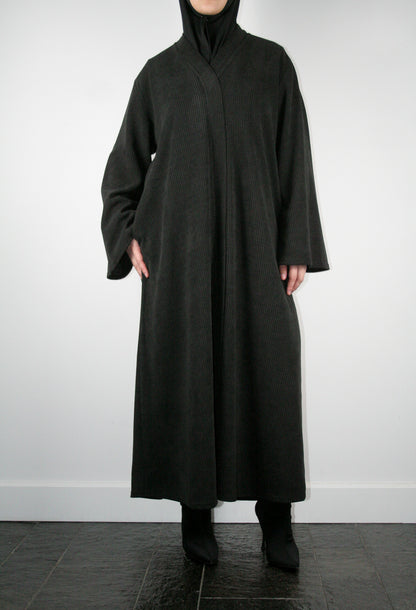 BLACK RIBBED ABAYA
