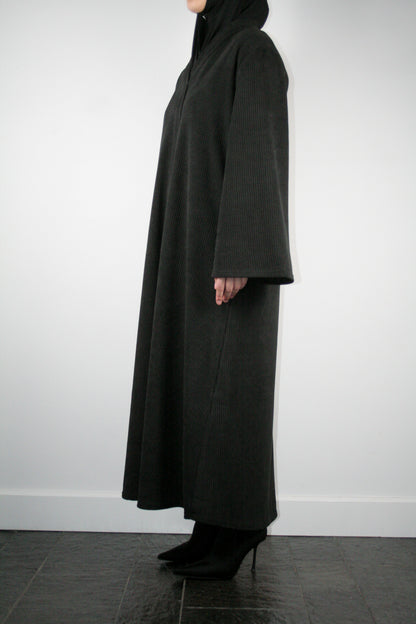 BLACK RIBBED ABAYA