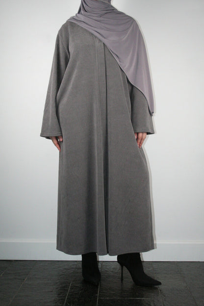 GREY RIBBED ABAYA