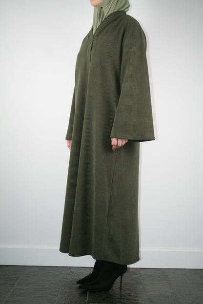 KHAKI RIBBED ABAYA