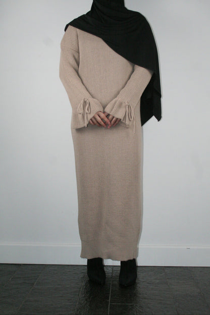 CAMEL BOW TIE DRESS