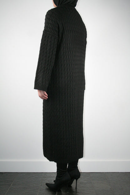 BLACK CABLE DRESS