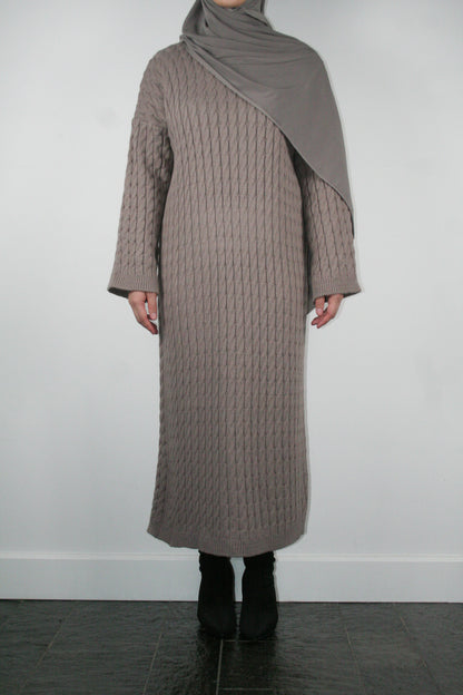 TAUPE CABLE DRESS