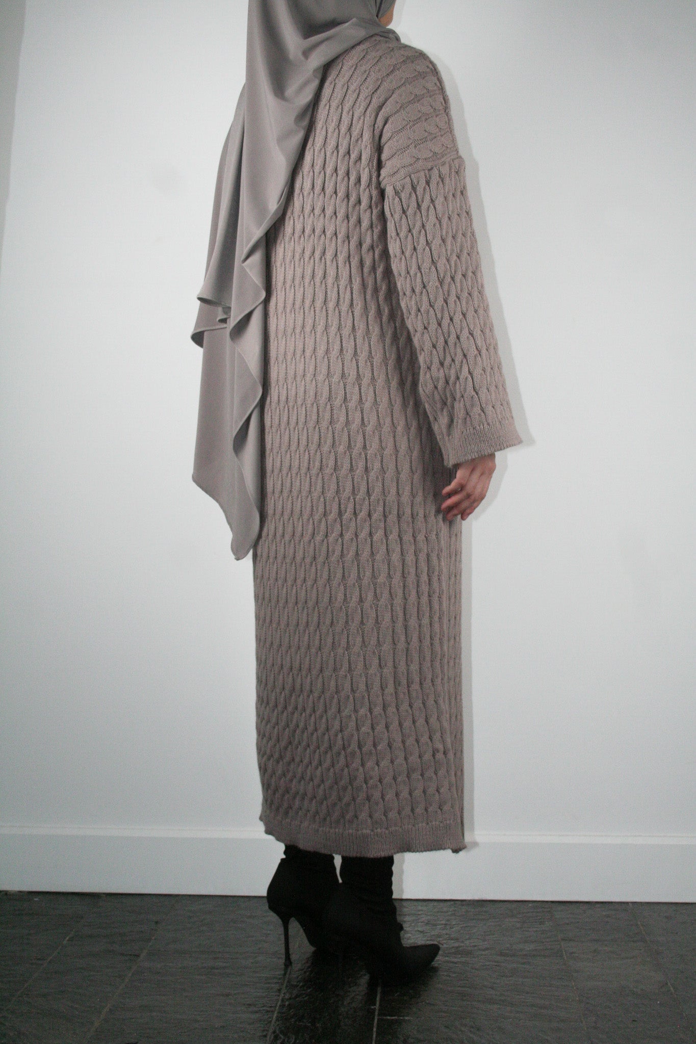 TAUPE CABLE DRESS
