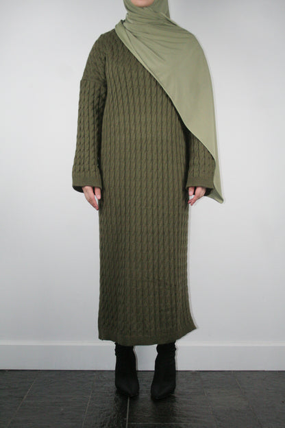 KHAKI CABLE DRESS