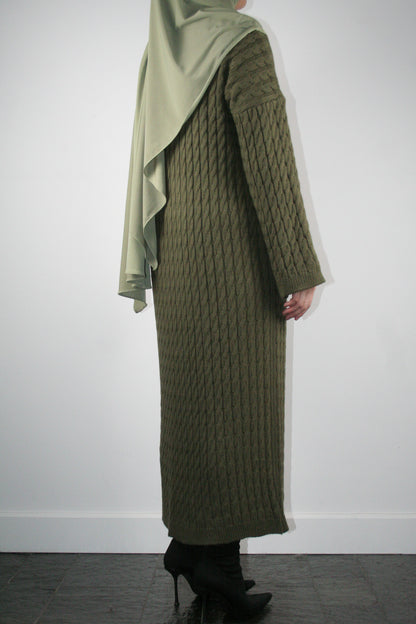 KHAKI CABLE DRESS