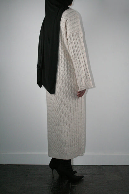 BEIGE CABLE DRESS