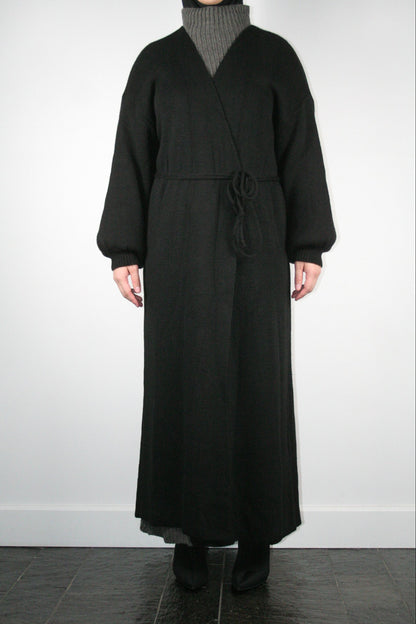 BLACK LONG WRAPPED CARDIGAN