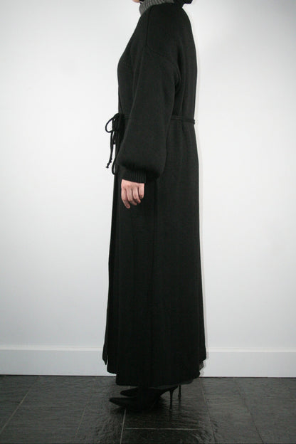 BLACK LONG WRAPPED CARDIGAN