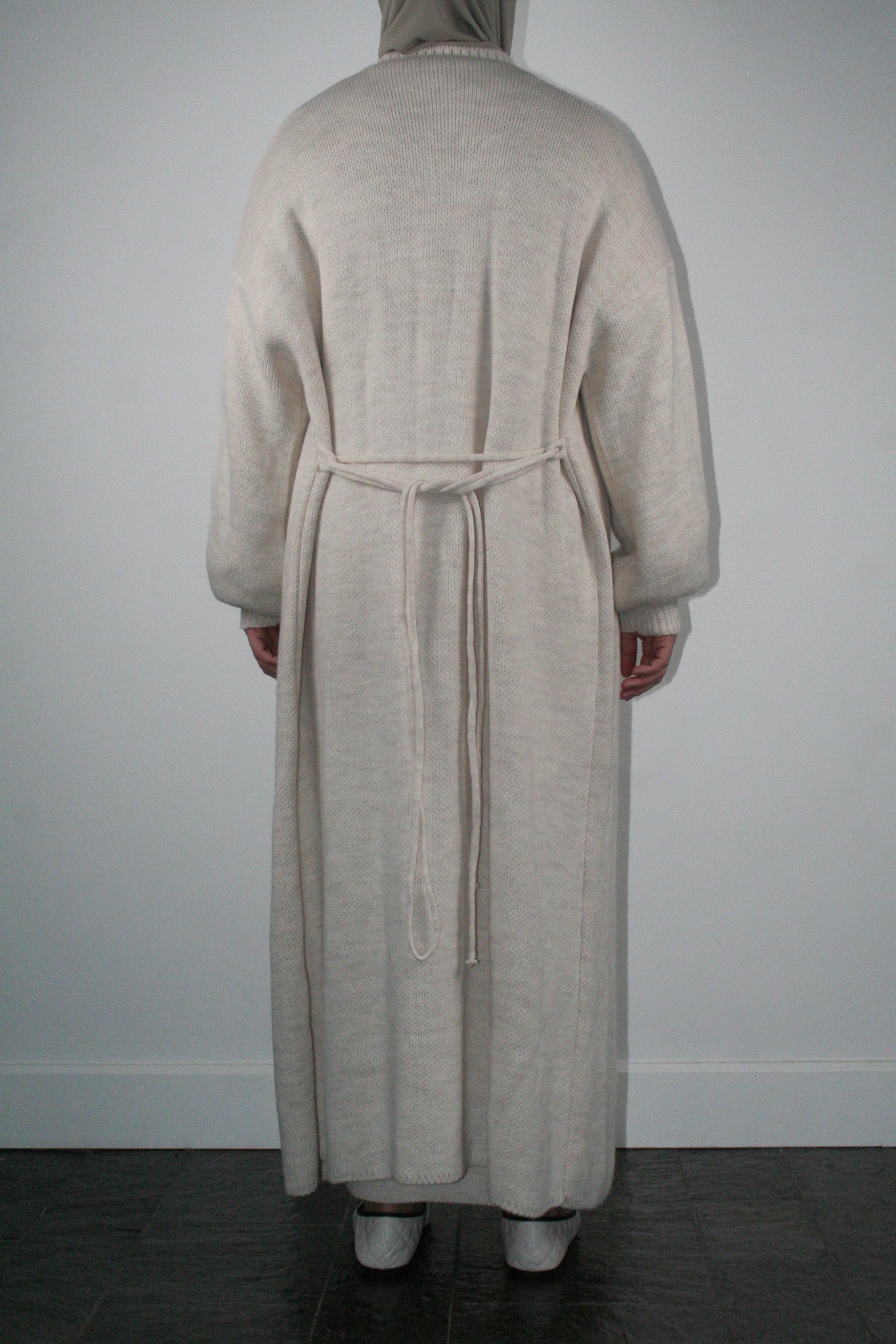 BEIGE LONG WRAPPED CARDIGAN