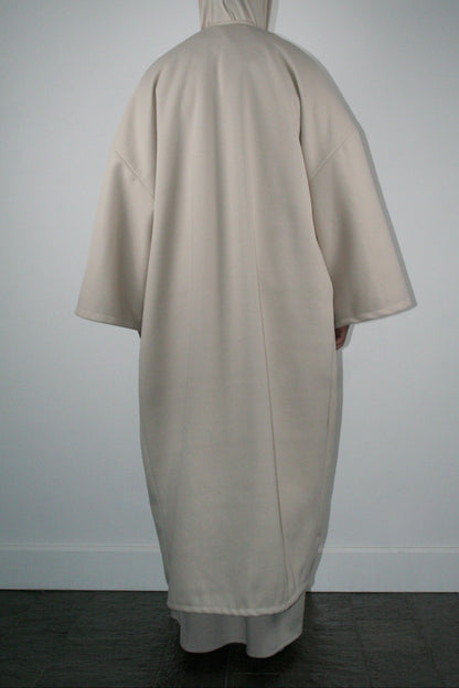 BEIGE RIBBED ABAYA COAT