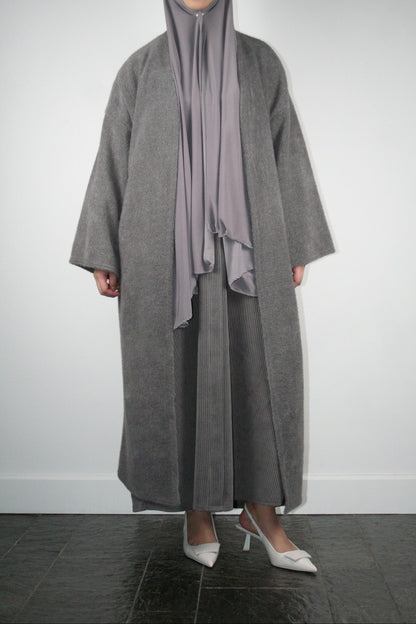 GREY TEDDY ABAYA COAT