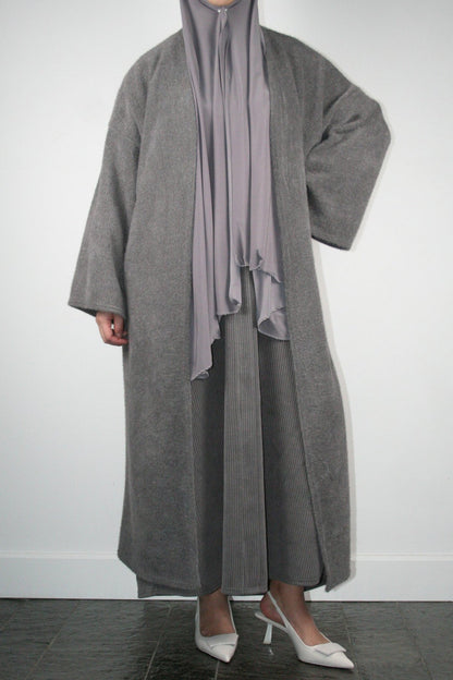 GREY TEDDY ABAYA COAT