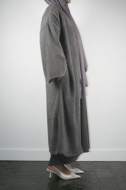 GREY TEDDY ABAYA COAT