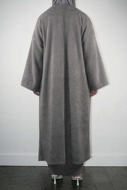 GREY TEDDY ABAYA COAT