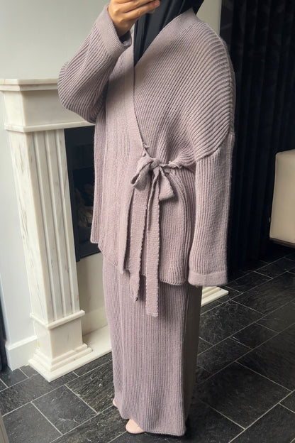 TAUPE KNIT WRAP SET
