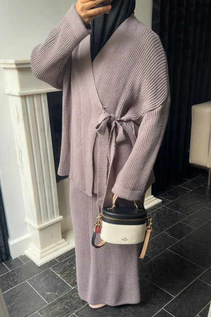 TAUPE KNIT WRAP SET