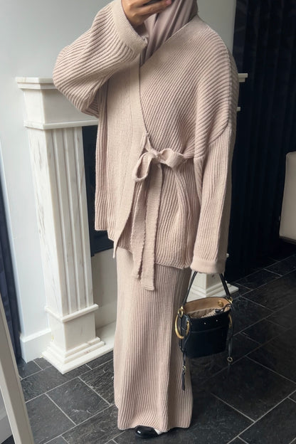 CAMEL KNIT WRAP SET