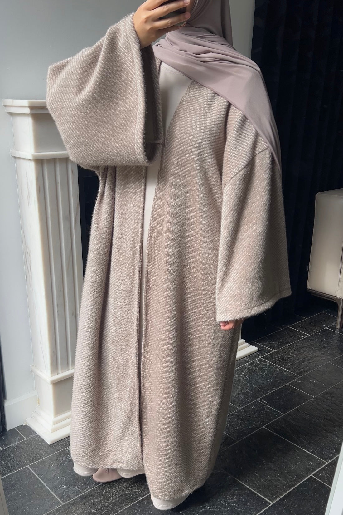 TAUPE TEDDY ABAYA COAT