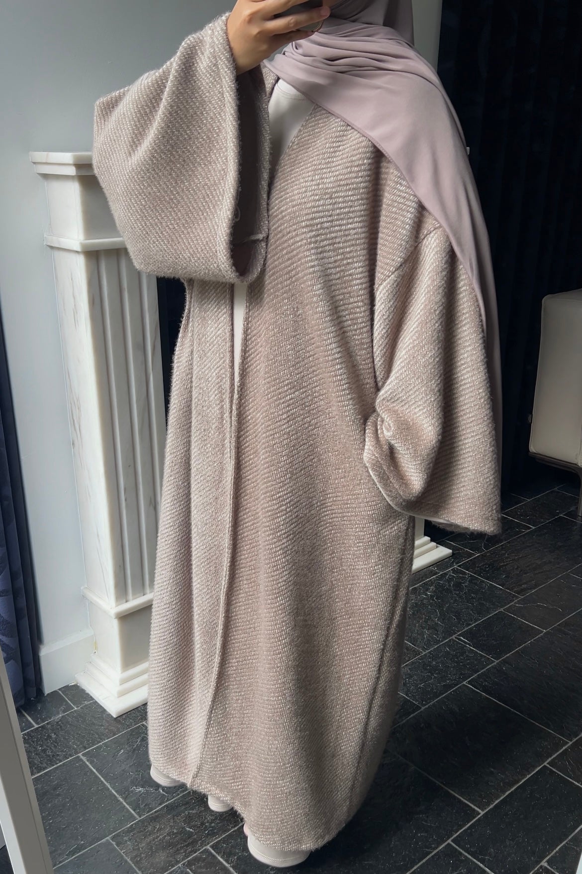 TAUPE TEDDY ABAYA COAT