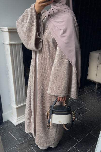 TAUPE TEDDY ABAYA COAT