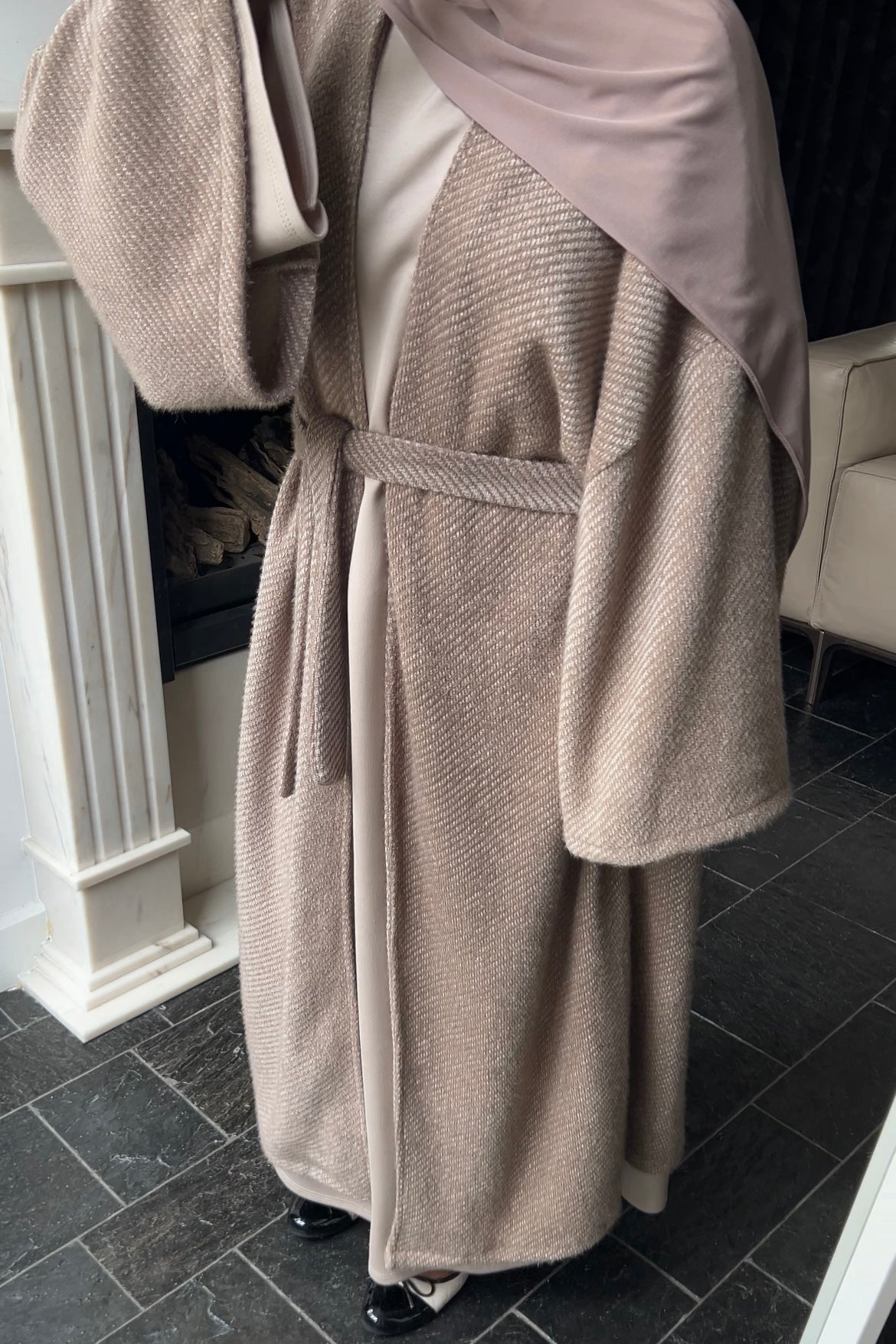 TAUPE TEDDY ABAYA COAT