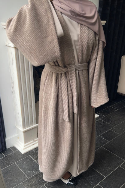 TAUPE TEDDY ABAYA COAT