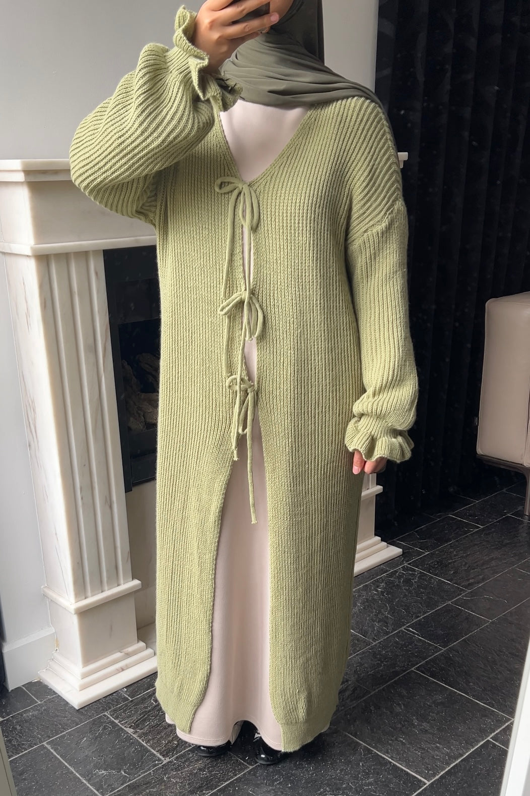 GREEN BOW TIE ABAYA