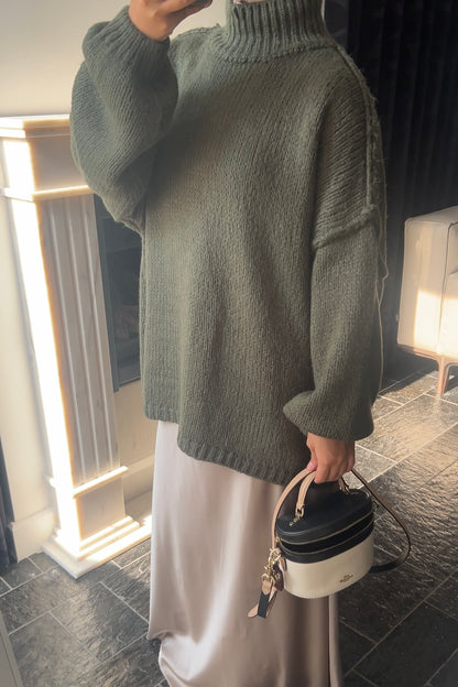 KHAKI FLUFFY SWEATER