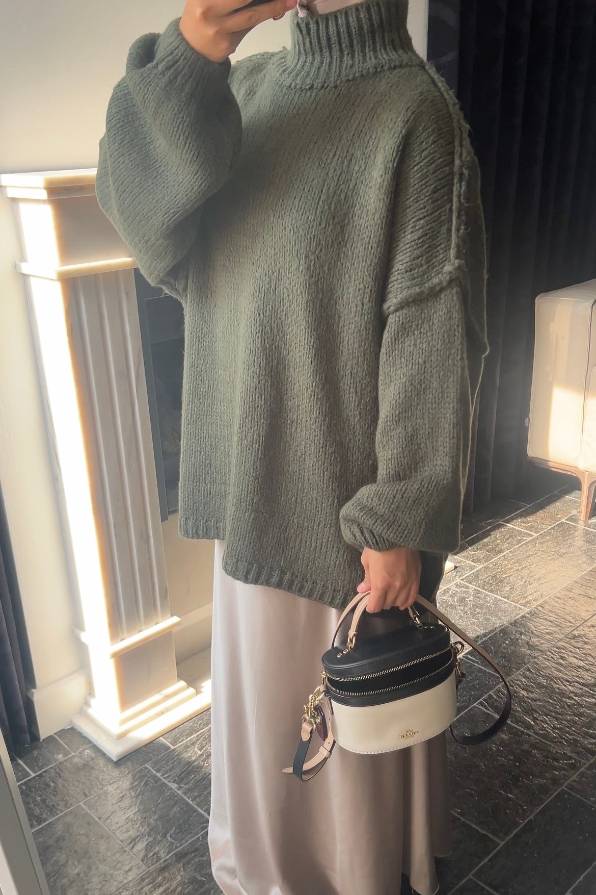 KHAKI FLUFFY SWEATER