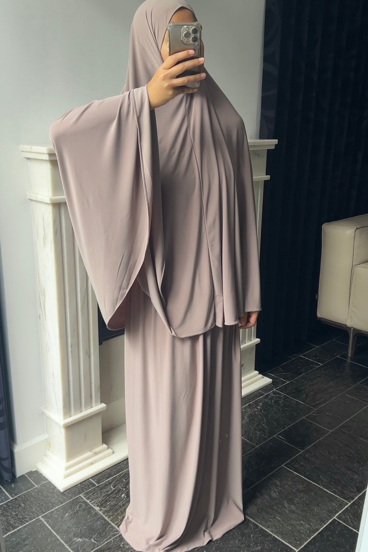 TAUPE KHIMAR SET (SKIRT)