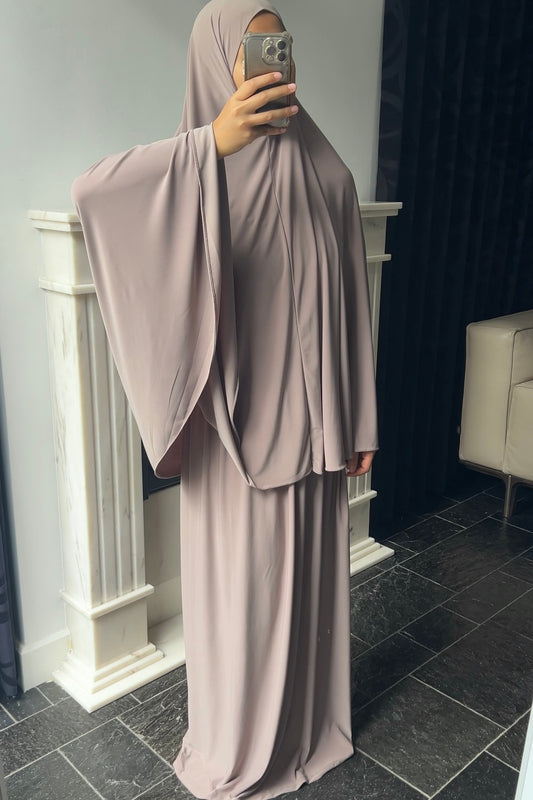 TAUPE KHIMAR SET (SKIRT)