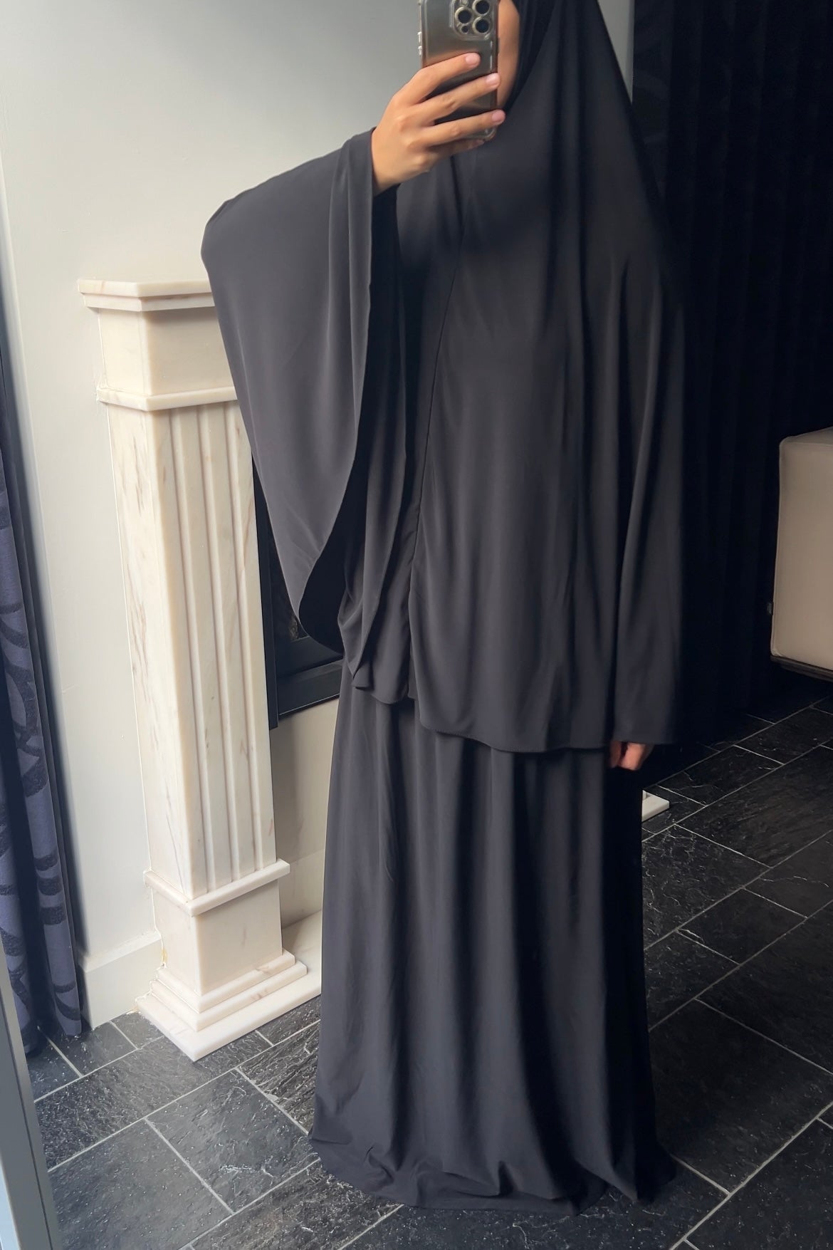 BLACK KHIMAR SET (SKIRT)