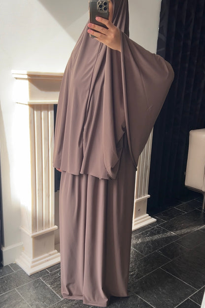 DARK BROWN KHIMAR SET (SKIRT)