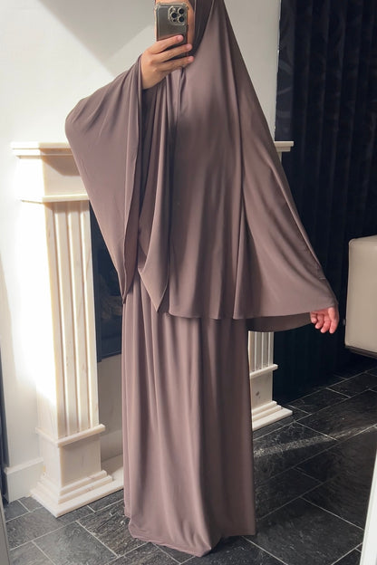 DARK BROWN KHIMAR SET (SKIRT)