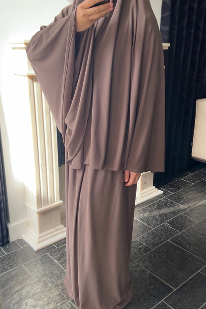 DARK BROWN KHIMAR SET (SKIRT)