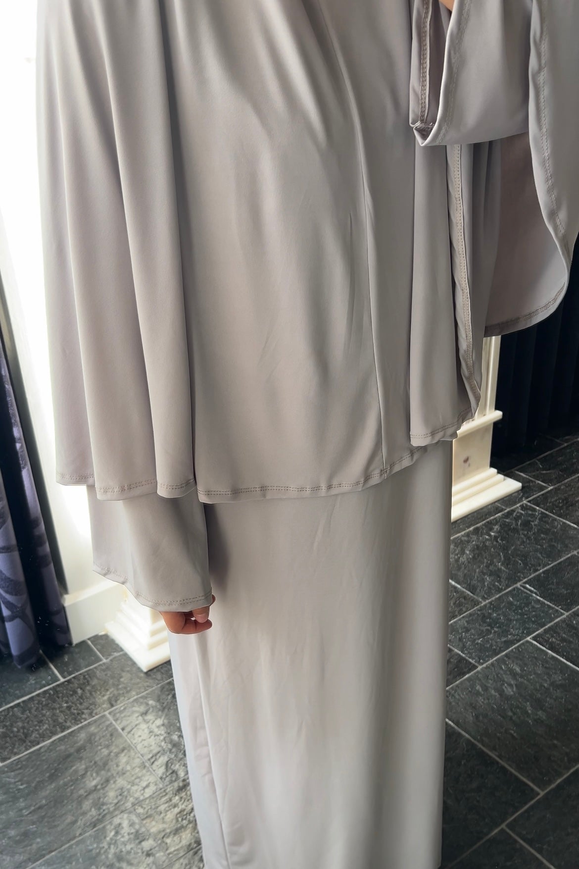 LIGHT TAUPE KHIMAR SET (DRESS)