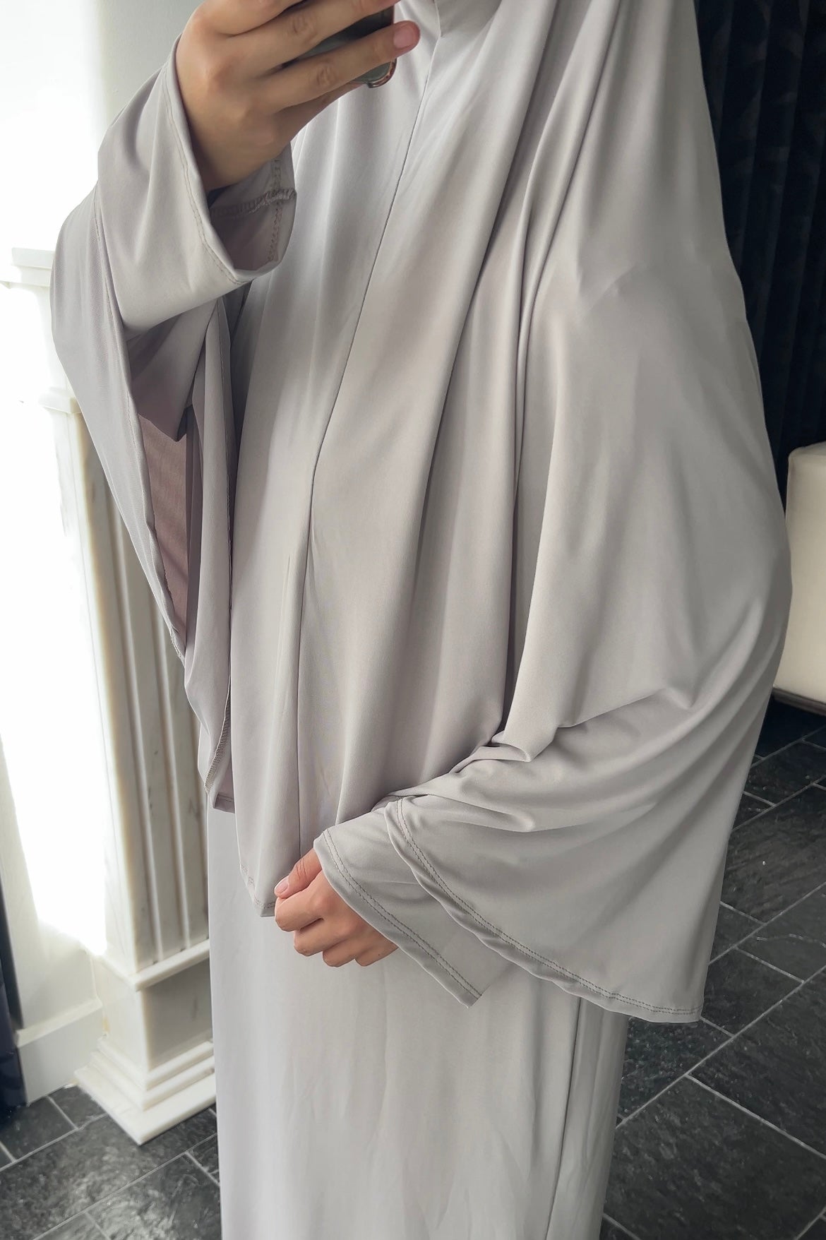 LIGHT TAUPE KHIMAR SET (DRESS)