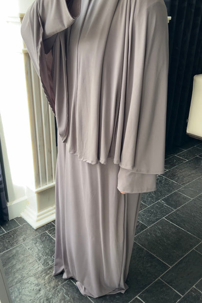 TAUPE KHIMAR SET (DRESS)