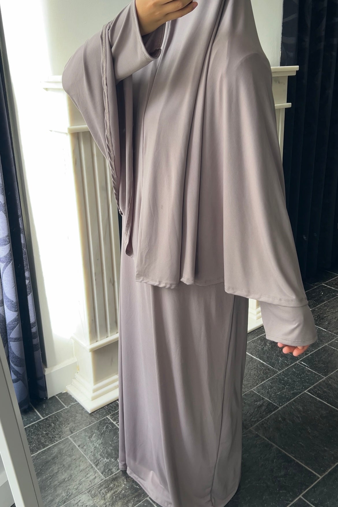 TAUPE KHIMAR SET (DRESS)